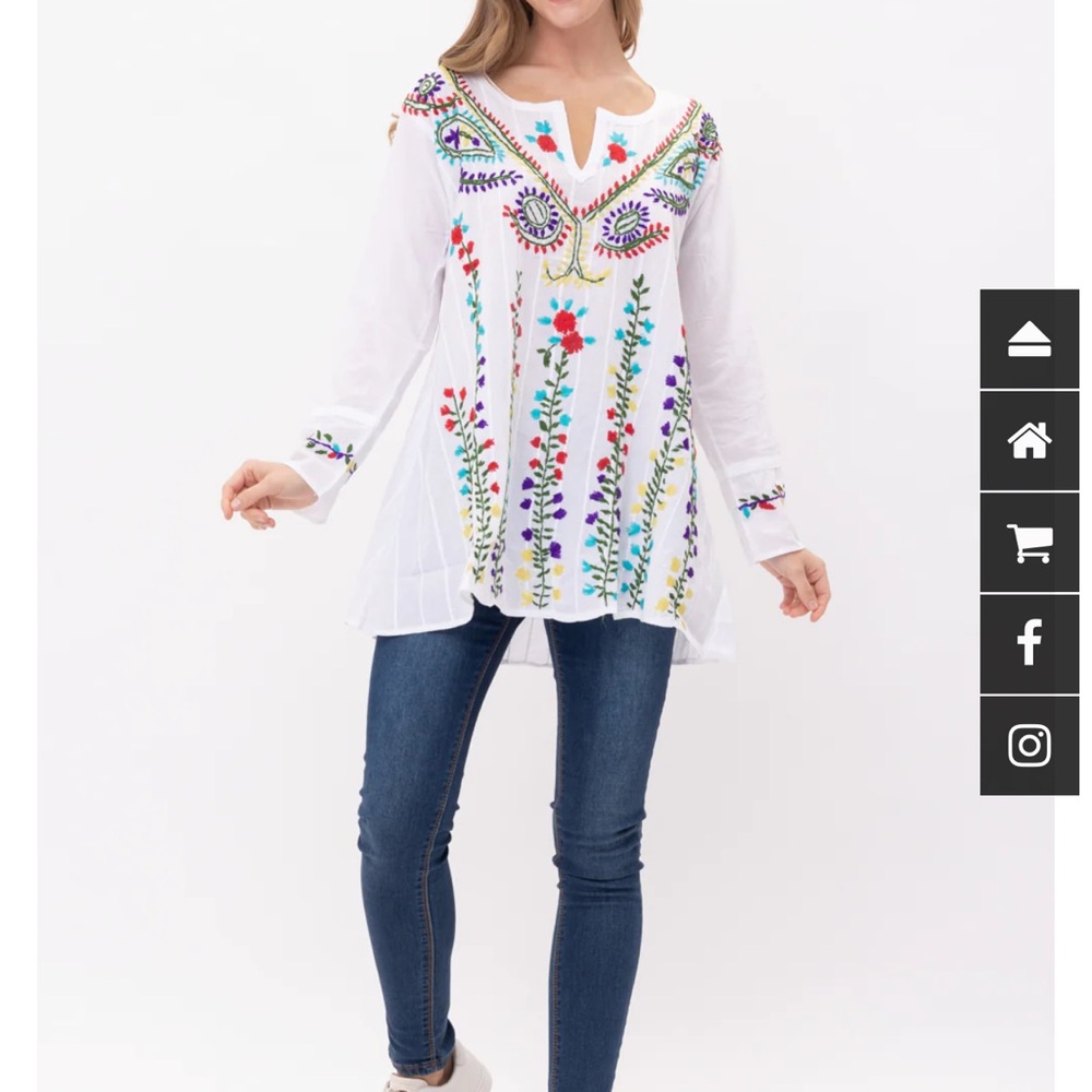 RAJ BELLE FLORAL EMBROIDERED DETAIL‎ TUNIC medium